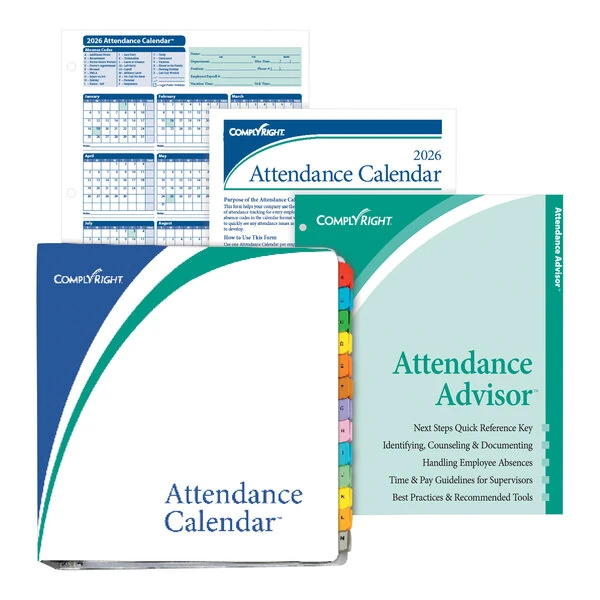 ComplyRight 2026 White Attendance Tracking Calendar Kit - 100/Pack