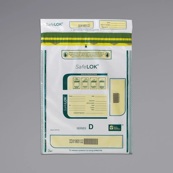 Controltek USA 585093 SafeLok Clear 12" x 16" Tamper-Evident Cash Deposit Bag - 100/Pack