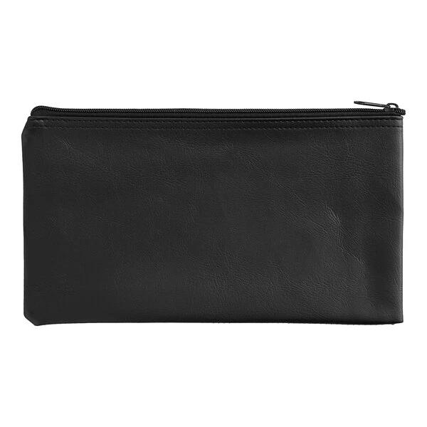 Controltek USA 530976 11" x 6" Black Vinyl Zippered Bank Wallet - 15/Case