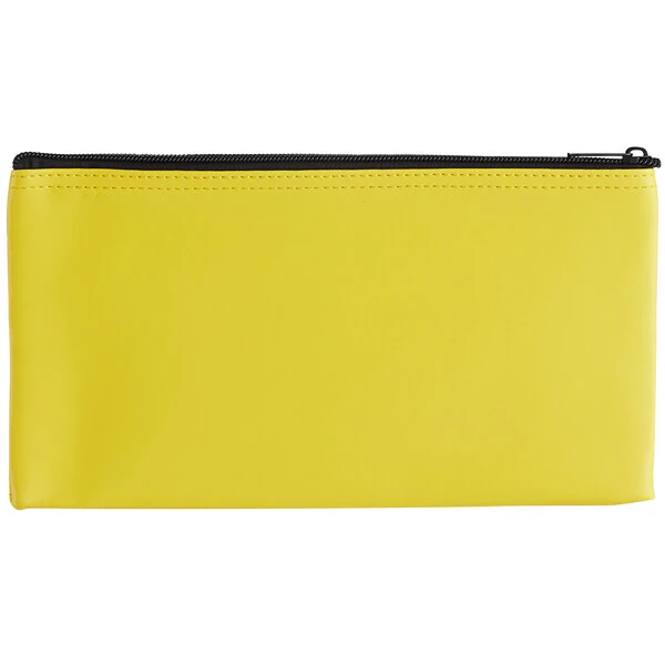 Controltek USA 530859 10 1/2" x 5 1/2" Yellow Vinyl Zippered Bank Wallet - 5/Pack