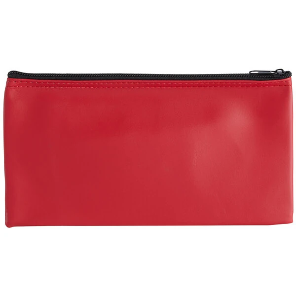 Controltek USA 530860 10 1/2" x 5 1/2" Red Vinyl Zippered Bank Wallet - 5/Pack