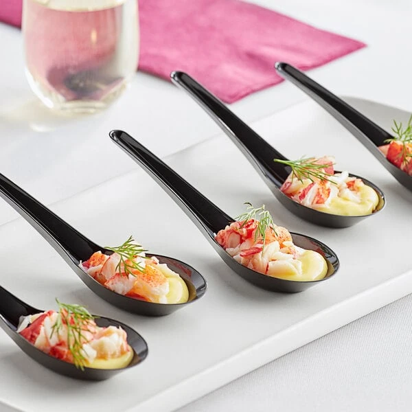 Visions 5 1/2" Black Plastic Asian Soup Spoon - 200/Case
