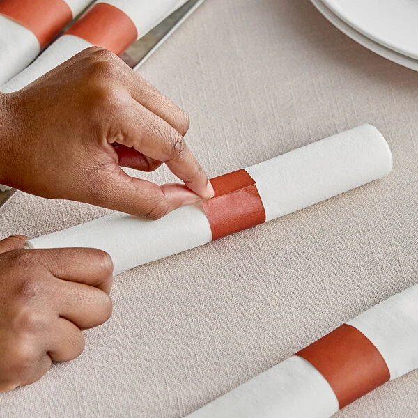 Choice Cinnamon Self-Adhering Paper Napkin Band - 20,000/Case