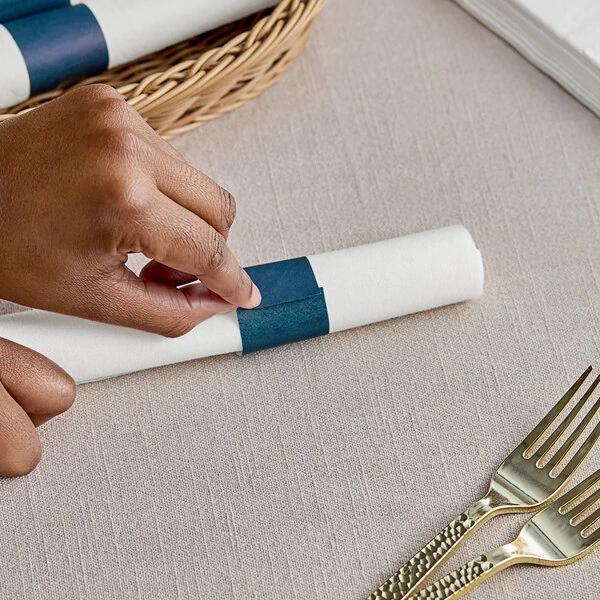 Choice Navy Self-Adhering Paper Napkin Band - 20,000/Case