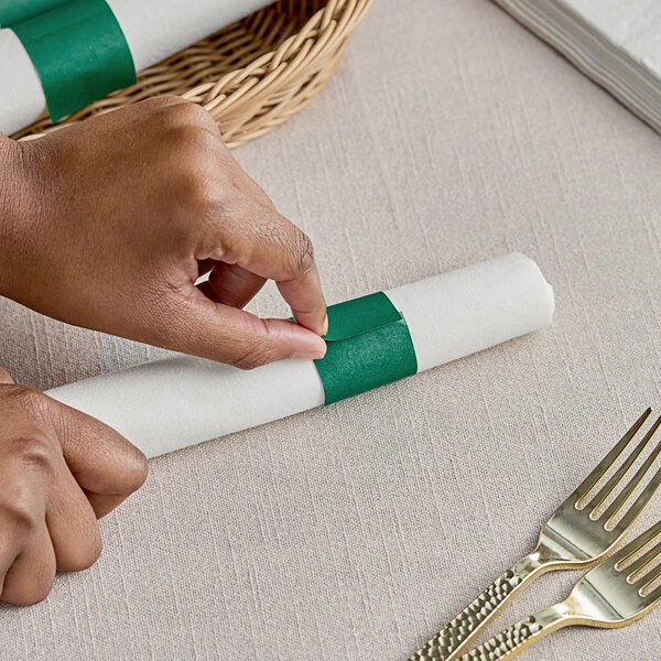 Choice Hunter Green Self-Adhering Paper Napkin Band - 20,000/Case