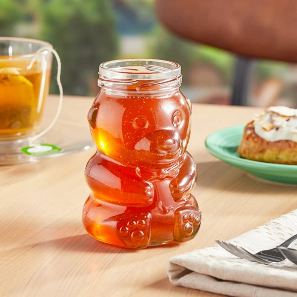 8 oz. (12 oz. Honey Weight) Glass Bear Jar - 12/Case