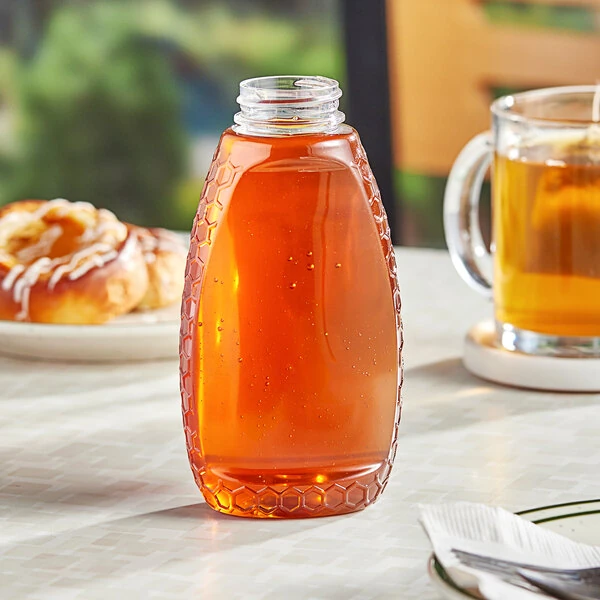 12 oz. (16 oz. Honey Weight) Honeycomb PET Inverted Honey Bottle - 300/Case
