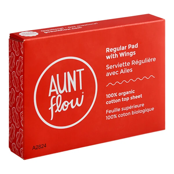 Aunt Flow Universal Organic Cotton Menstrual Pad with Wings - Regular Absorbency - 250/Case