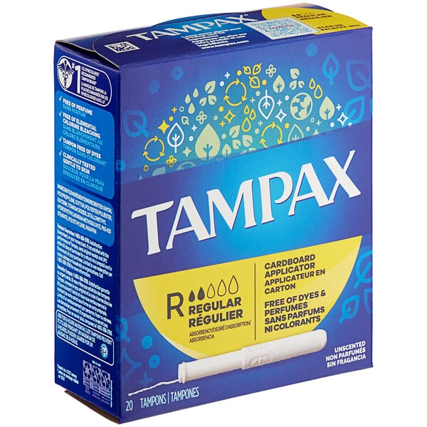 Tampax 20-Count Tampon with Cardboard Applicator - Regular Absorbency - 24/Case