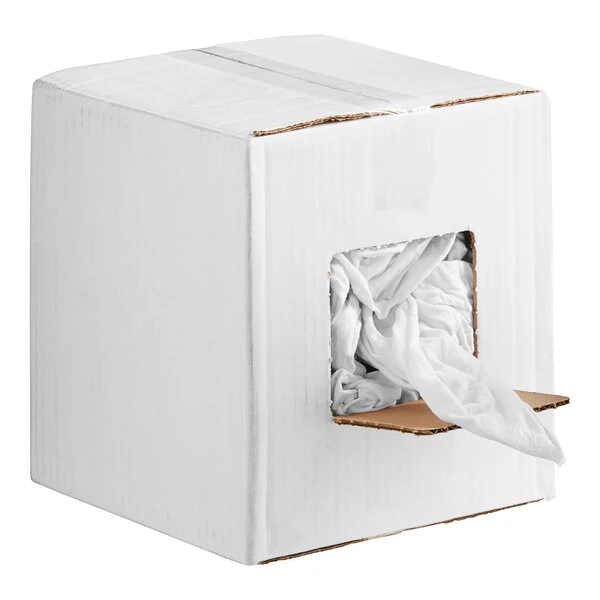 Hospeco White Medium Weight New Washed T-Shirt Rags in Bulk - 10 lb.
