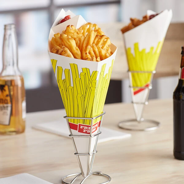 Carnival King 20 oz. Square French Fries Cardboard Fry Cone - 500/Case