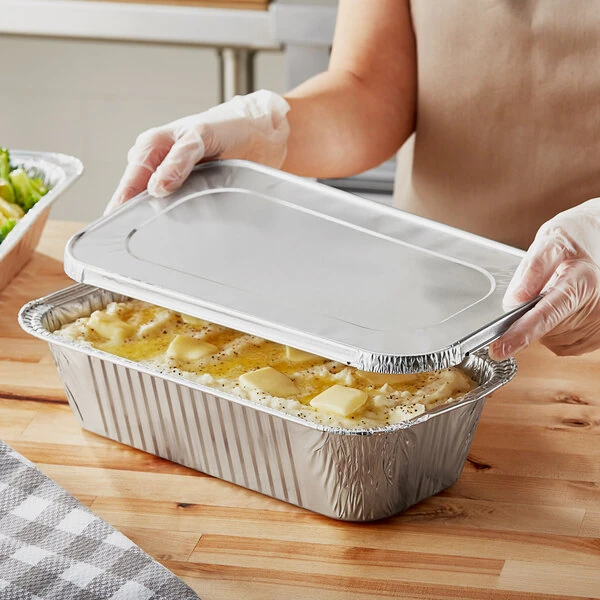 Choice 1/3 Size Foil Steam Table Pan Deep 3 5/16" Depth with Lid - 20/Pack