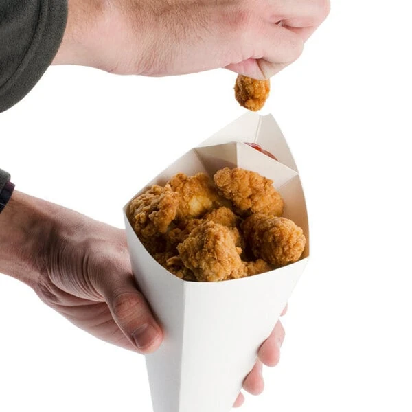 American Metalcraft SQFBCN20 20 oz. Square Cardboard Fry Cone - 100/Pack