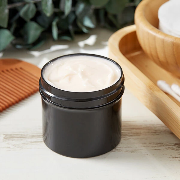 2 oz. Black Regular Wall Polypropylene Jar - 910/Case