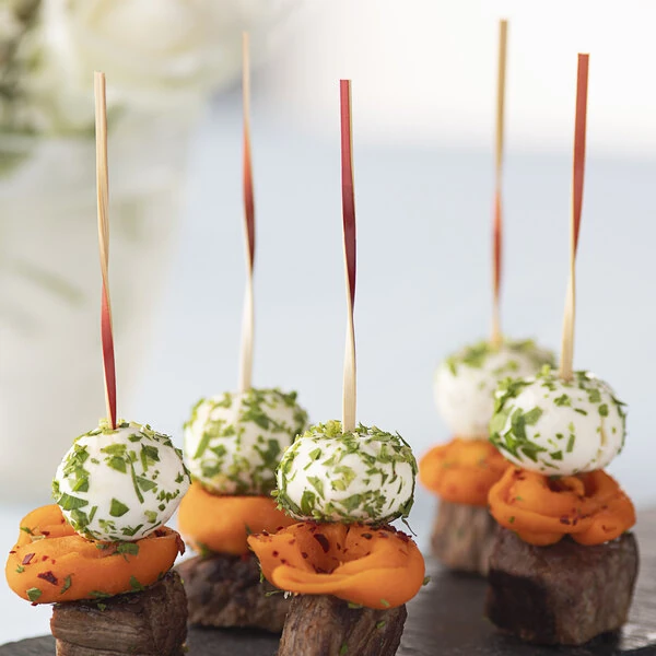 EcoChoice 4 3/4" Red Bamboo Twisted Food Pick / Skewer - 1,000/Case