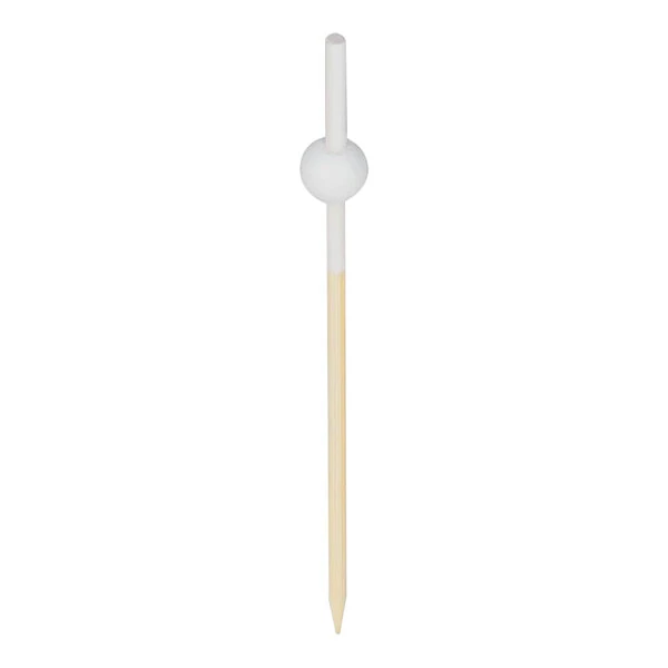 Pick On Us 3 1/2" White Beaded Bamboo Food / Cocktail Pick - 100/Case