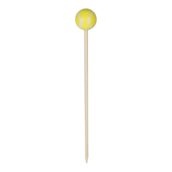 Pick On Us 4 3/4" Tennis Ball Bamboo Food / Cocktail Pick - 100/Case