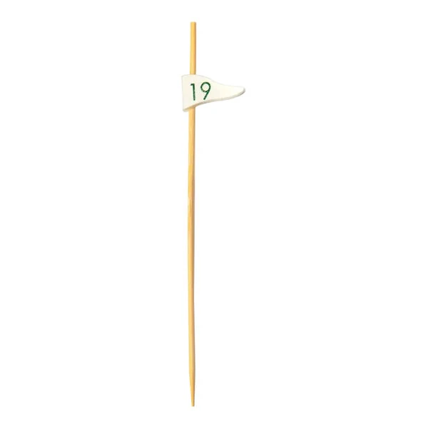 Pick On Us 4 3/4" 19th Hole Flag Bamboo Food / Cocktail Pick - 100/Case