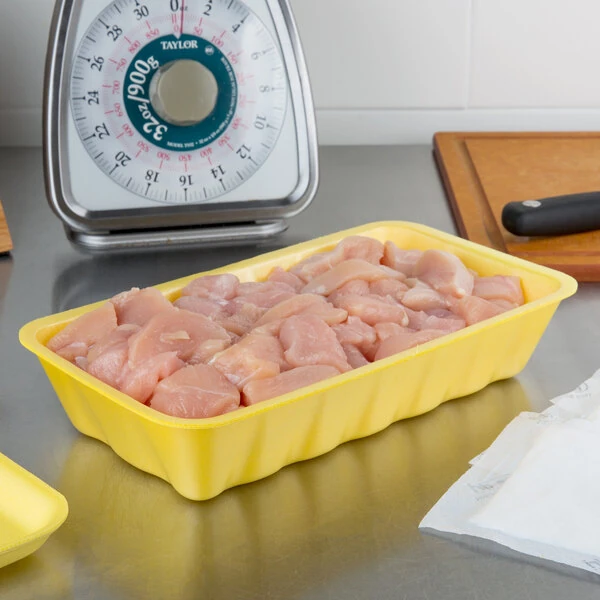 CKF 87941 (#10K) Yellow Foam Meat Tray 10 3/8" x 5 5/8" x 2" - 250/Case