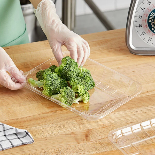 CKF 86680 (#8DP) 5 15/16" x 8 3/8" x 1 1/8" Clear PET Plastic Meat Tray - 300/Case