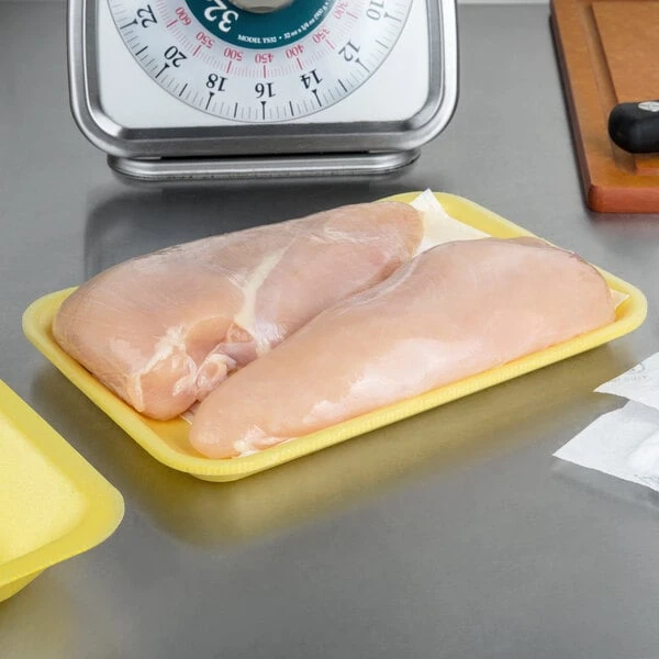 CKF 87903 (#2S) Yellow Foam Meat Tray 8 1/4" x 5 3/4" x 1/2" - 500/Case