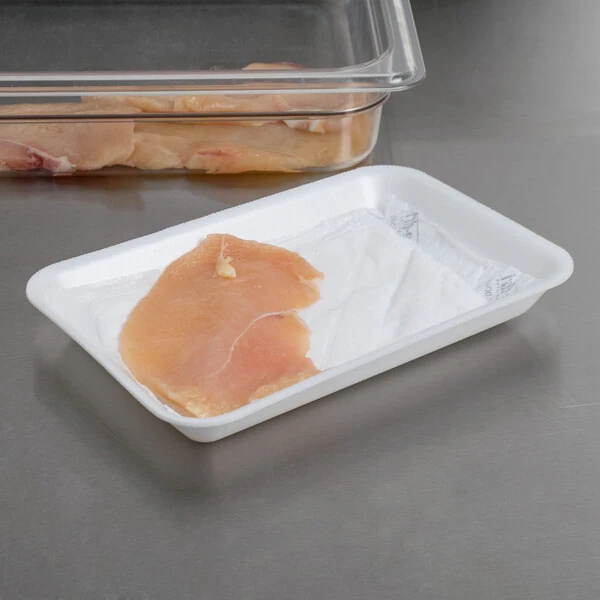 White 5" x 7" Absorbent Meat, Fish, and Poultry Pad 75 Grams - 1,000/Case