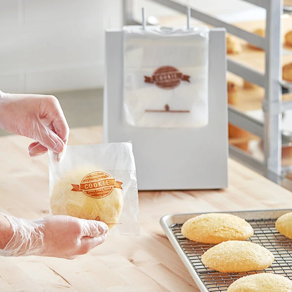 Choice Deli Saddle Bag Stand with 5 1/2" x 5 1/2" Cookie Bags - Flip Top