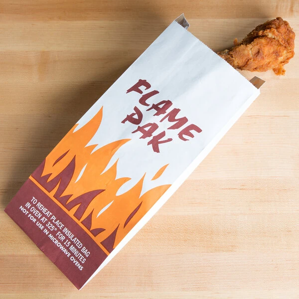 Bagcraft 1/4 Gallon Printed "Flame Pak" Insulated Foil Meal Bag - 1,000/Case