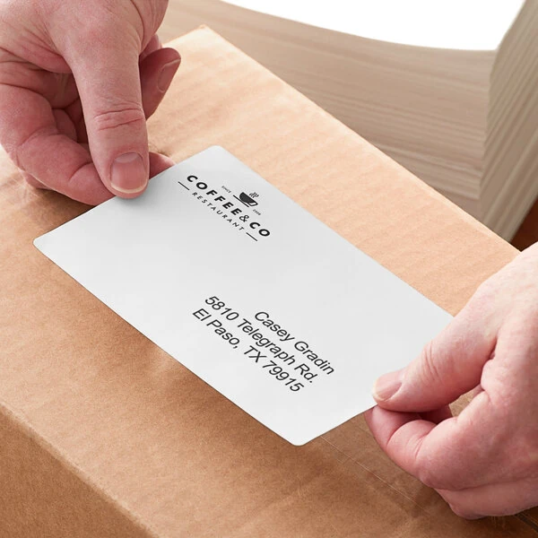 Lavex 4" x 6 1/2" White Thermal Transfer Permanent Fanfold Label Stack - 4/Case