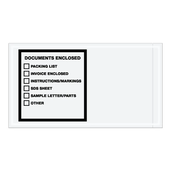 Lavex 5 1/2" x 10" 2 Mil Clear Printed Polyethylene 5-Document Checklist Envelope - 1,000/Case