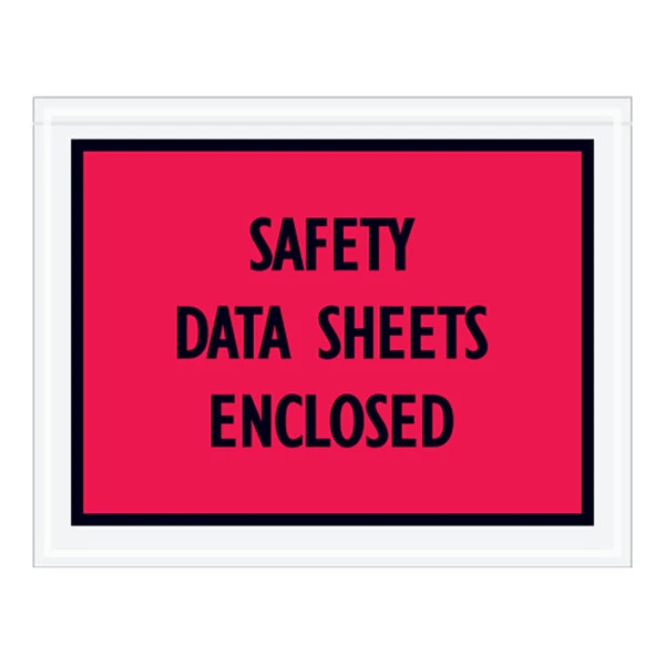 Lavex 5 1/2" x 7" 2 Mil Red Full Face Printed Polyethylene Safety Data Sheets Enclosed Envelope - 1,000/Case