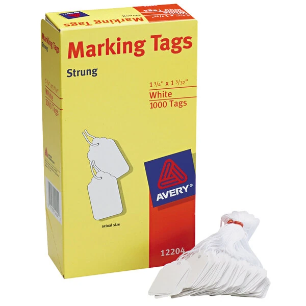 Avery® 12204 1 3/4" x 1 3/32" White Medium Weight Paper Marking Tag - 1,000/Box