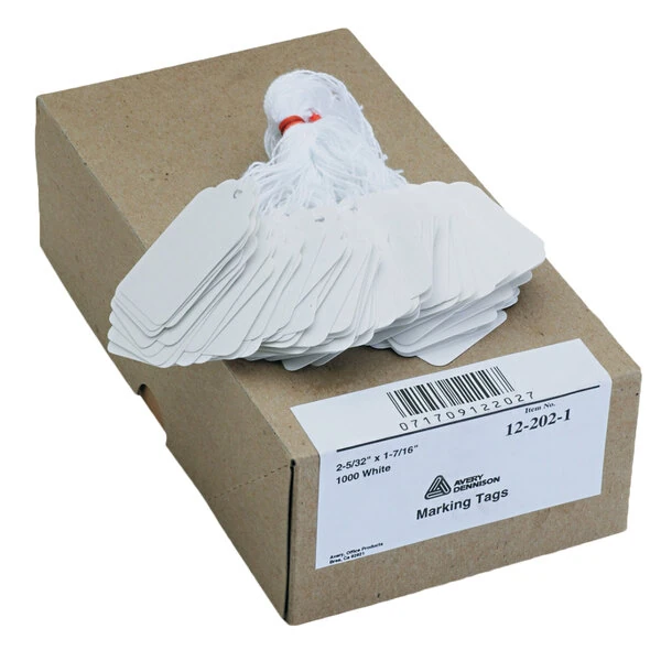 Avery® 12202 2 5/32" x 1 7/16" White Strung Marking Tag - 1,000/Box