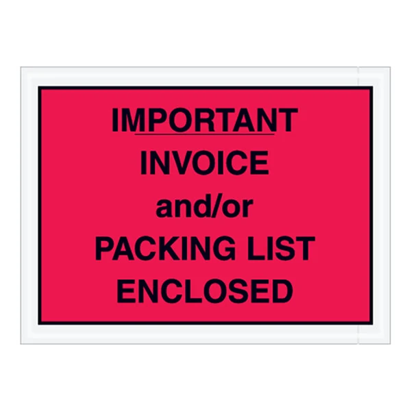 Lavex 4 1/2" x 6" 2 Mil Red Full Face Printed Polyethylene Important Envelope - 1,000/Case