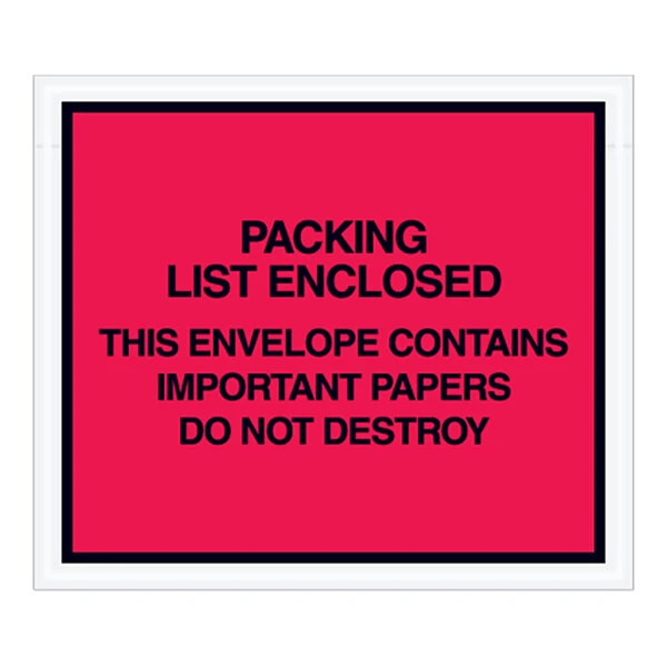 Lavex 6" x 7" 2 Mil Red Full Face Printed Polyethylene Packing List Envelope - 1,000/Case