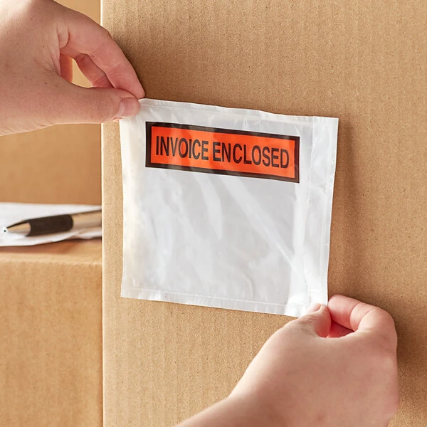 Lavex 4 1/2" x 5 1/2" 2 Mil Printed Polyethylene Invoice Packing List Envelope - 1,000/Case