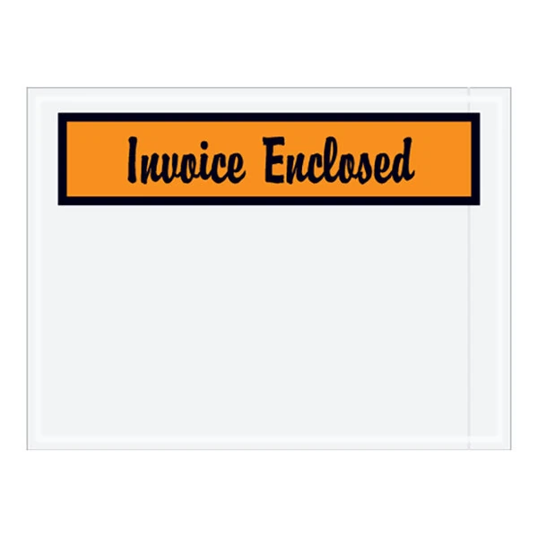 Lavex 4 1/2" x 6" 2 Mil Orange Panel Face Printed Polyethylene Invoice Enclosed Script Envelope - 1,000/Case