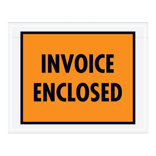 Lavex 5 1/2" x 7" 2 Mil Orange Full Face Printed Polyethylene Invoice Enclosed Envelope - 1,000/Case