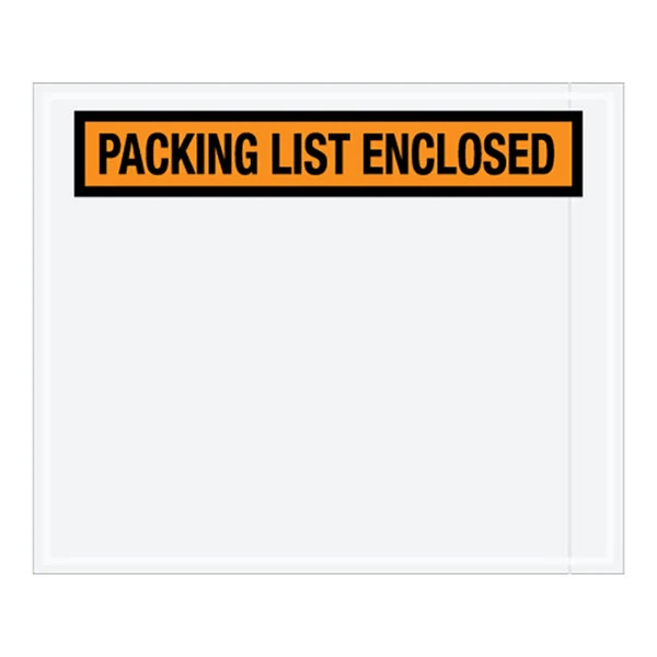Lavex 10" x 12" 2 Mil Orange Panel Face Printed Polyethylene Packing List Envelope - 500/Case