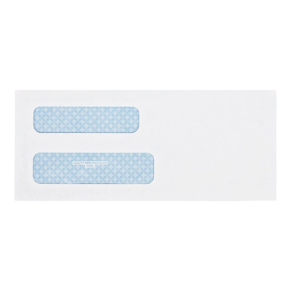 Quality Park 24532 #8 5/8 3 5/8" x 8 5/8" White Gummed Seal Security Tinted Check Envelope with 2 Windows - 500/Box