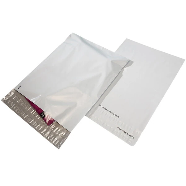 Lavex 14" x 17" 2.5 Mil White Water-Resistant Tear-Proof Returnable Polyethylene Mailer with Dual Tamper-Evident Adhesive Closure - 500/Case