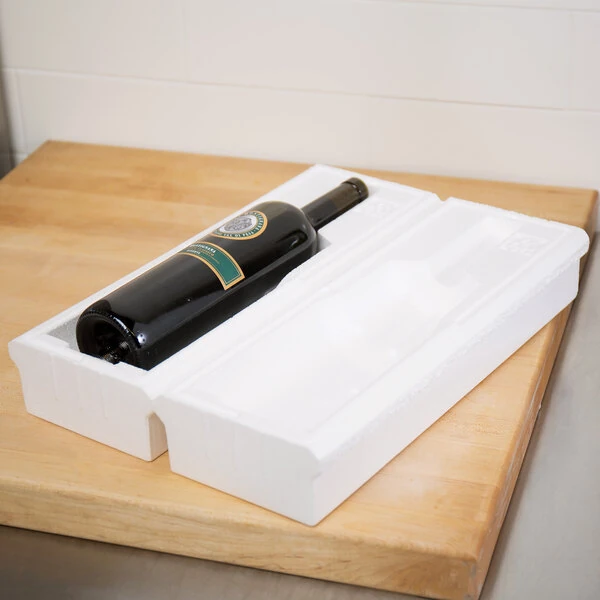 Polar Tech Safeway 1 Bottle White Side Load Insulated Foam Wine / Champagne Shipper - 180/Pallet
