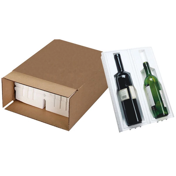 Polar Tech Safeway 2 Bottle Wine / Champagne Shipper Box - 11 1/2" x 5 3/8" x 15 15/16" - 75/Pallet