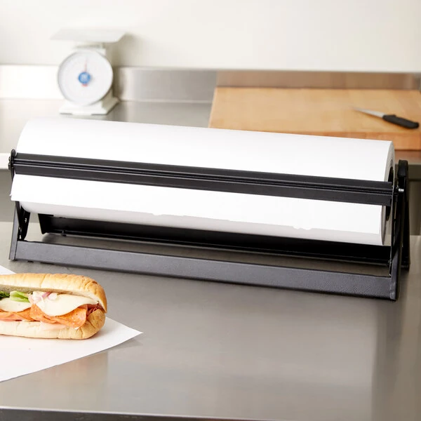Bulman A501-24MB Standard 24" Black All-In-One Counter Mount / Freestanding Paper Dispenser / Cutter with Serrated Blade