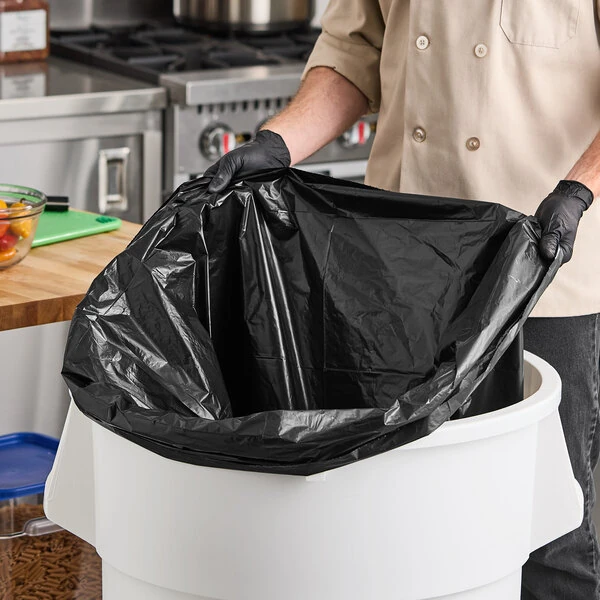 Lavex Li'l Herc 55-60 Gallon 1.2 Mil 38" x 58" Low-Density Medium-Duty Black Trash Bag / Can Liner - 100/Case