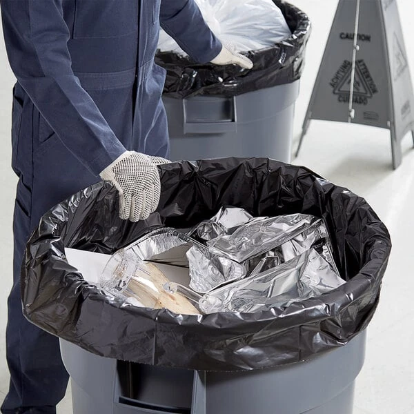Lavex Hercules 56 Gallon 2 Mil 44" x 55" Low-Density Heavy-Duty BlackCan Liner / Trash Bag - 50/Case