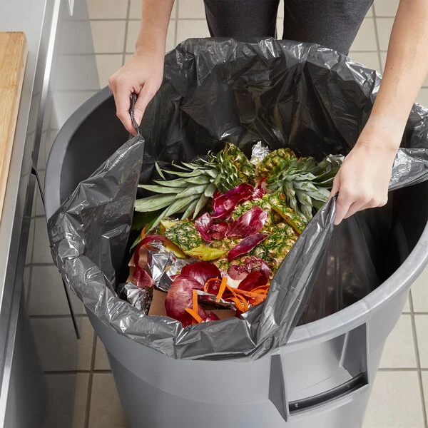 Lavex Li'l Herc 56 Gallon 0.9 Mil 43" x 47" Low-Density Medium-Duty Black Trash Bag Can Liner - 100/Case
