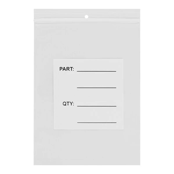 Lavex 6" x 9" 4 Mil Printed Polyethylene Zip Top Parts Bag with Hanging Hole - 1,000/Case