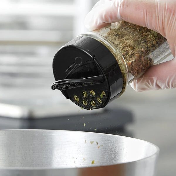 63/485 Black Dual Flapper Spice Lid with 7 Holes - 750/Case