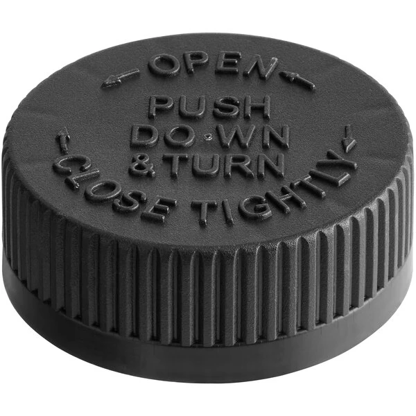 38/400 Black Child Resistant Cap with Heat Induction Liner and Instruction Text - 1,500/Case